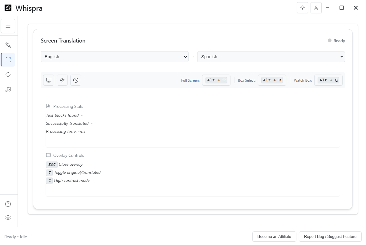 Screen Translation Interface