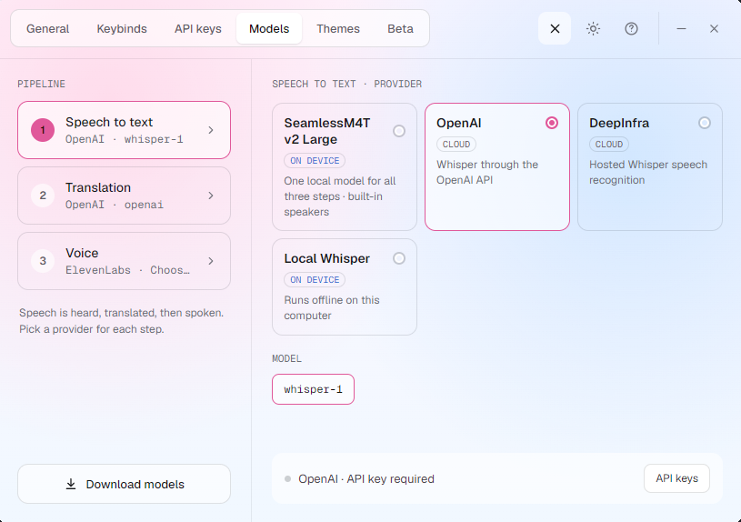 Personal Mode interface